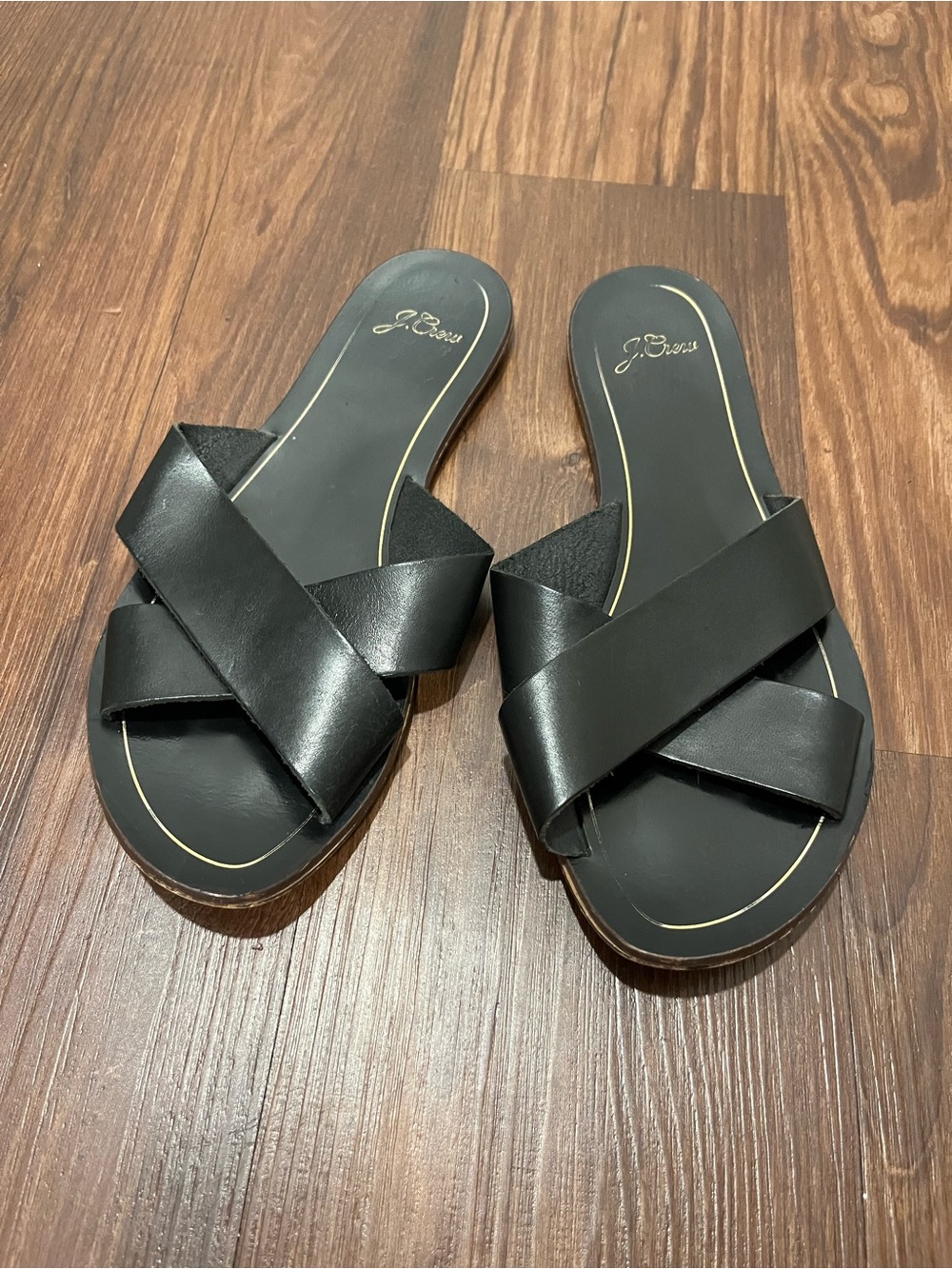 J. Crew Cyprus Black Leather Criss Cross Sandals Size 10